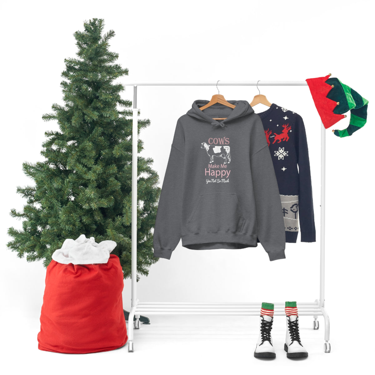 Cow Happy - Heavy Hooded Sweatshirt