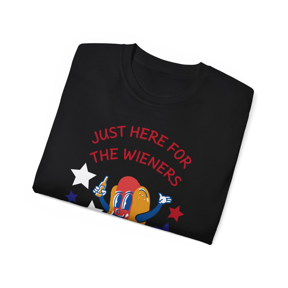 Just Here for the Wieners T-Shirt | Funny BBQ Hot Dog Tee