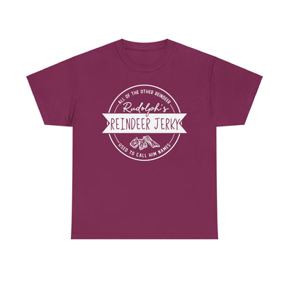Rudolph’s Reindeer Jerky T-Shirt | Christmas Humor – White Ink