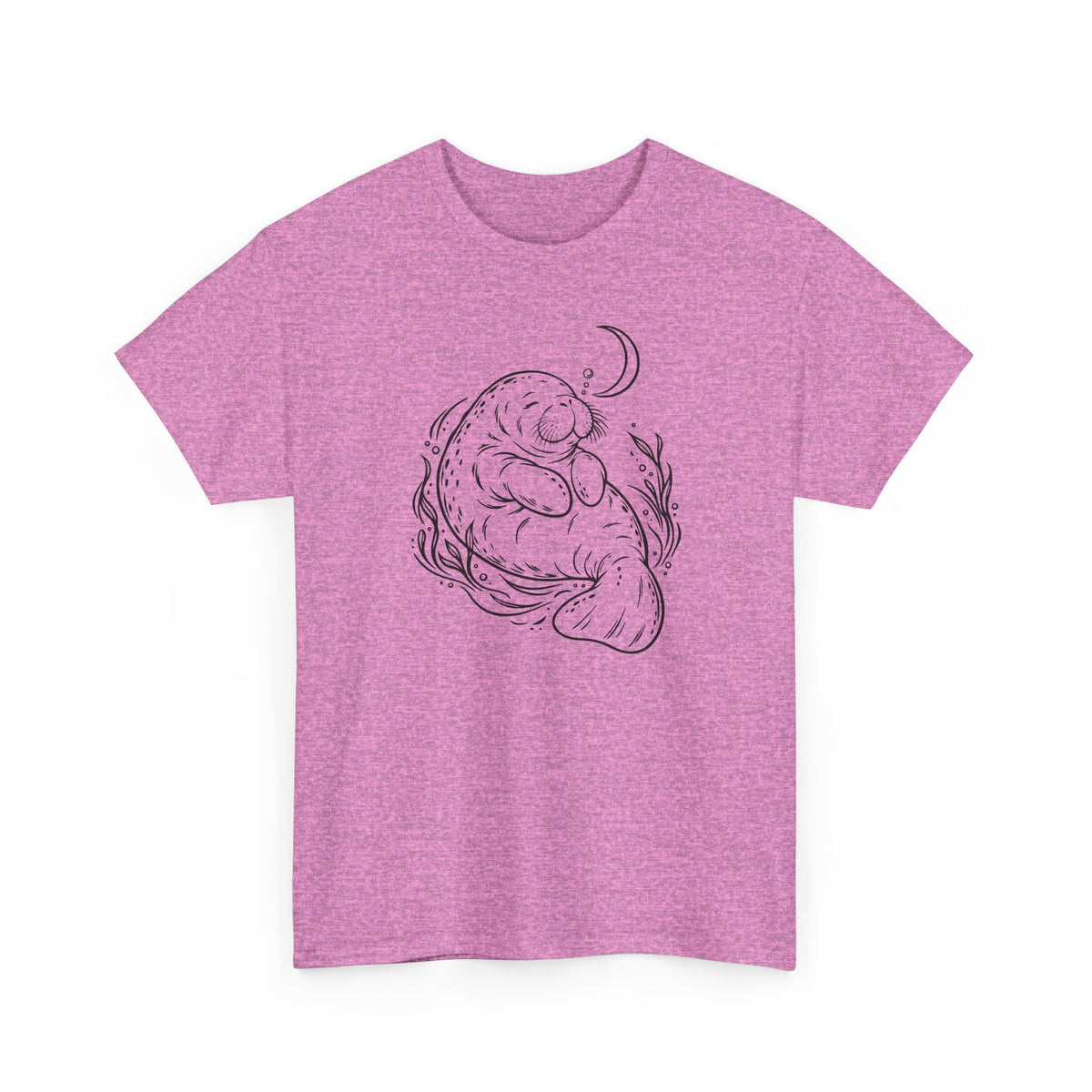 Sleepy Manatee Under a Crescent Moon T-Shirt