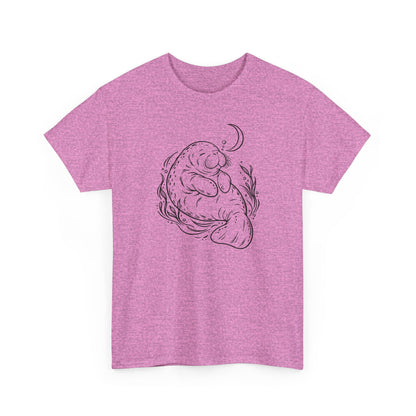 Sleepy Manatee Under a Crescent Moon T-Shirt