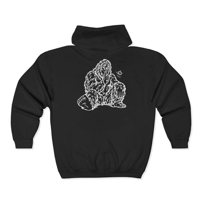 Shh, Friendly Bigfoot in the Forest Zip-Up Hoodie