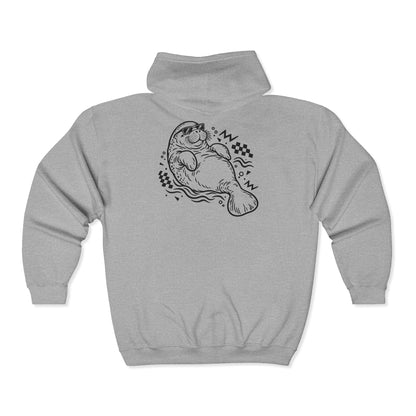 Retro floating manatee mascot Zip-Up Hoodie