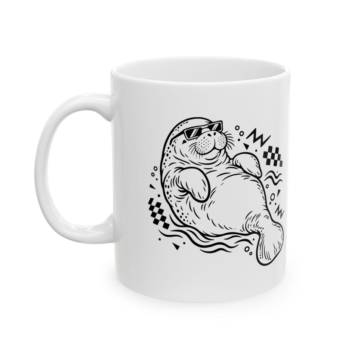 Retro floating manatee mascot Mug