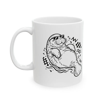 Retro floating manatee mascot Mug