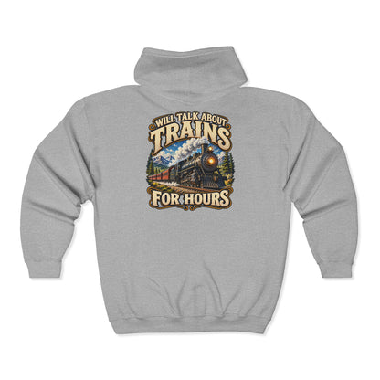 Will Talk About Trains – Gildan 18600 Zip-Up Hoodie | 018