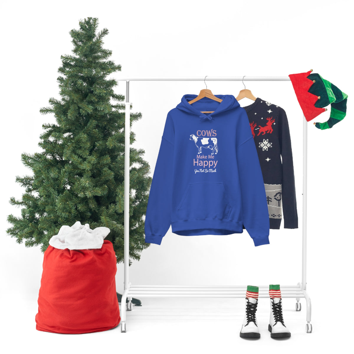 Cow Happy - Heavy Hooded Sweatshirt