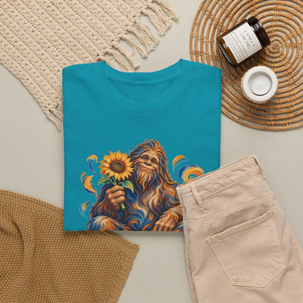 Sunflower Rest with a Shaggy Bigfoot T-Shirt