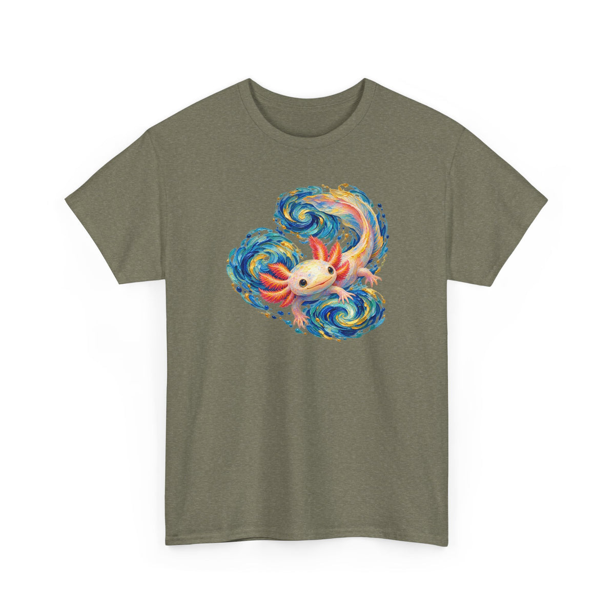 Swirling Axolotl in Turquoise Currents T-Shirt
