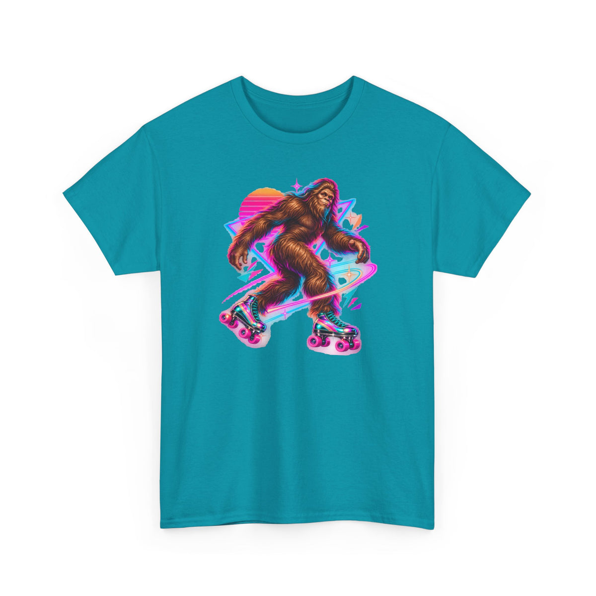 Neon Bigfoot on Roller Skates T-Shirt