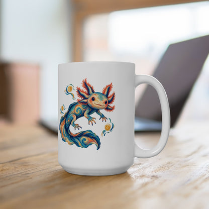 Starwater Axolotl in Turquoise and Coral Mug