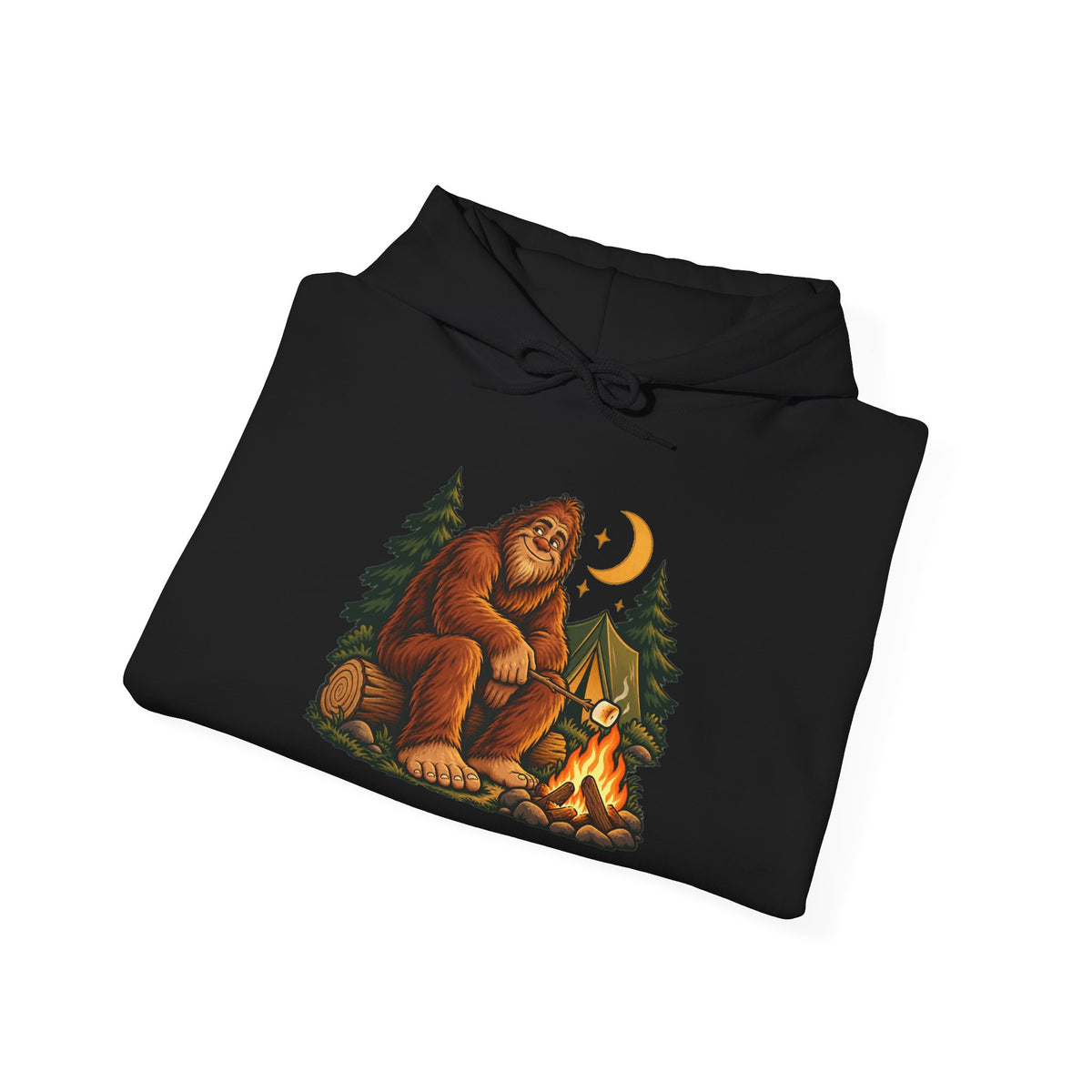 Bigfoot's Cozy Campfire Night Pullover Hoodie