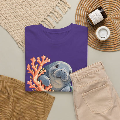Chubby Mermaid Coral Curiosity Manatee T-Shirt