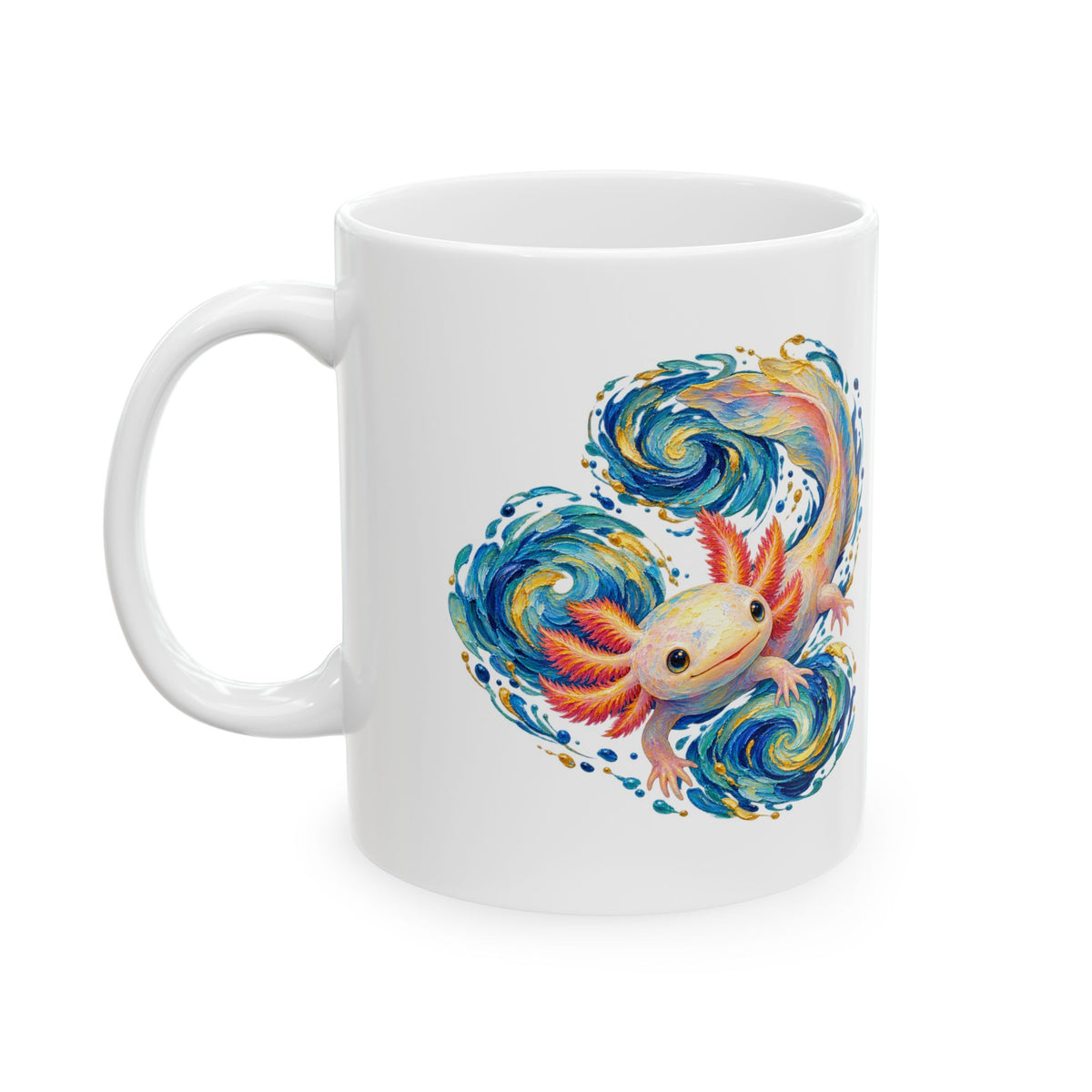 Swirling Axolotl in Turquoise Currents Mug