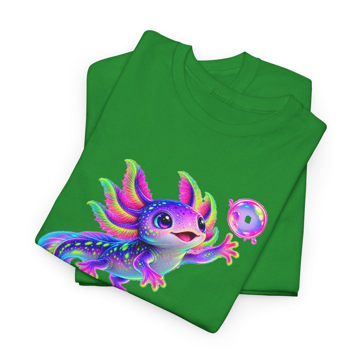 Neon Axolotl Reaching for a Bubble T-Shirt
