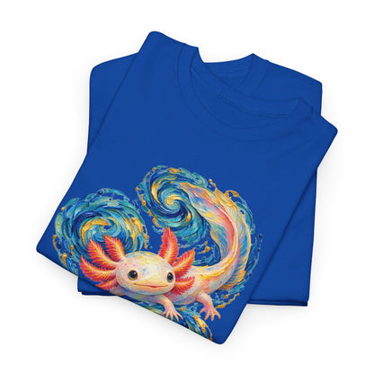 Swirling Axolotl in Turquoise Currents T-Shirt