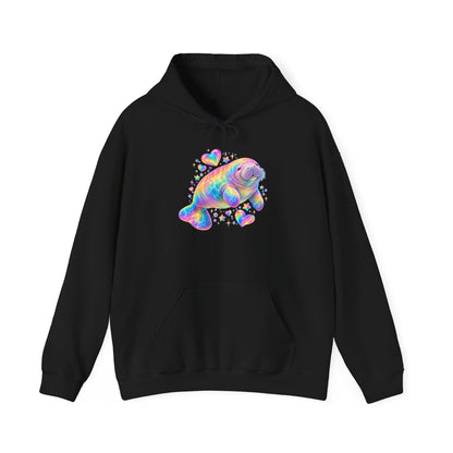 Rainbow manatee hearts and stars Pullover Hoodie