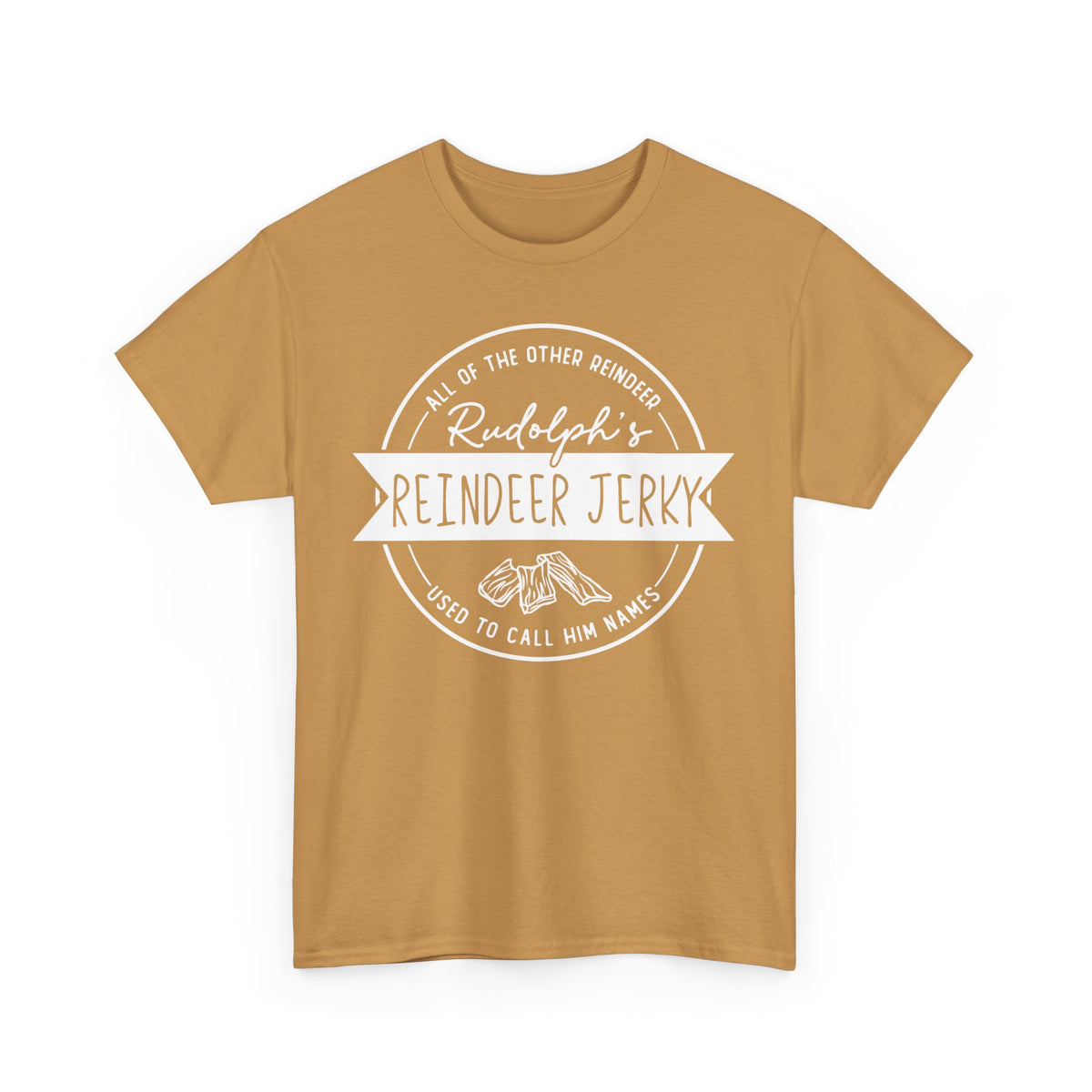 Rudolph’s Reindeer Jerky T-Shirt | Christmas Humor – White Ink