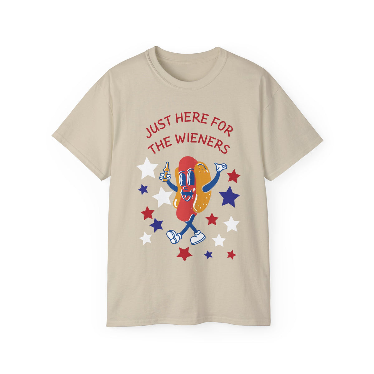 Just Here for the Wieners T-Shirt | Funny BBQ Hot Dog Tee