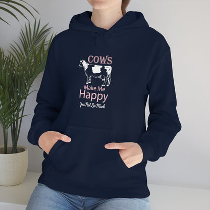 Cow Happy - Heavy Hooded Sweatshirt