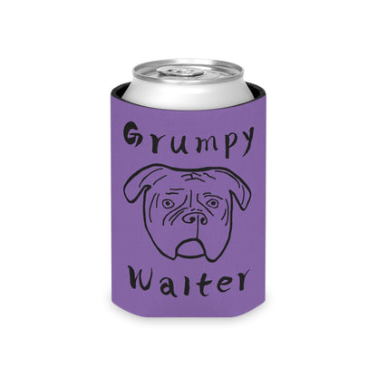 Purple regular can cooler with a dog face between Grumpy Walter lettering.