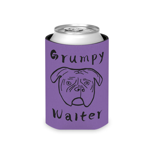 Purple regular can cooler with a dog face between Grumpy Walter lettering.