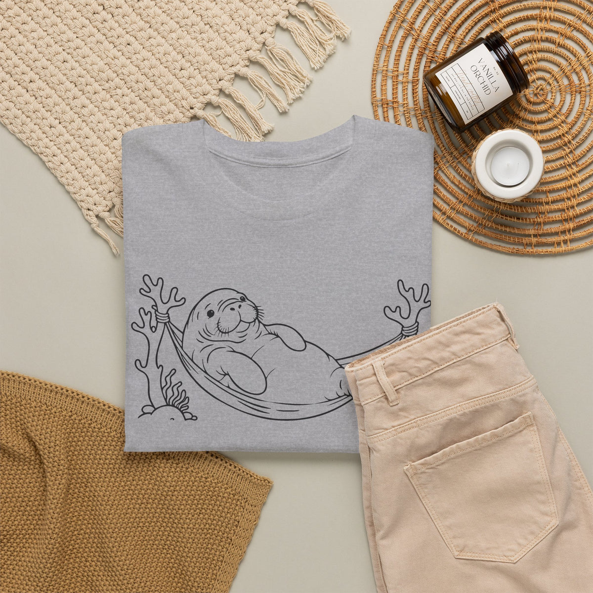 Chubby Mermaid Hammock Holiday Manatee T-Shirt