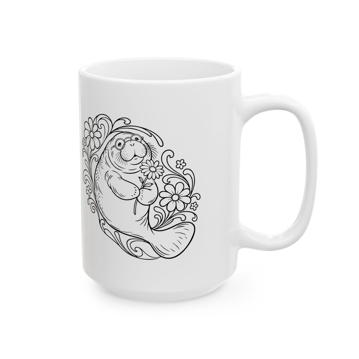 Groovy Spectacled Manatee with Daisy Mug