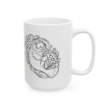 Groovy Spectacled Manatee with Daisy Mug