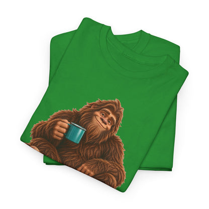 Cozy Camper Bigfoot with Teal Mug T-Shirt