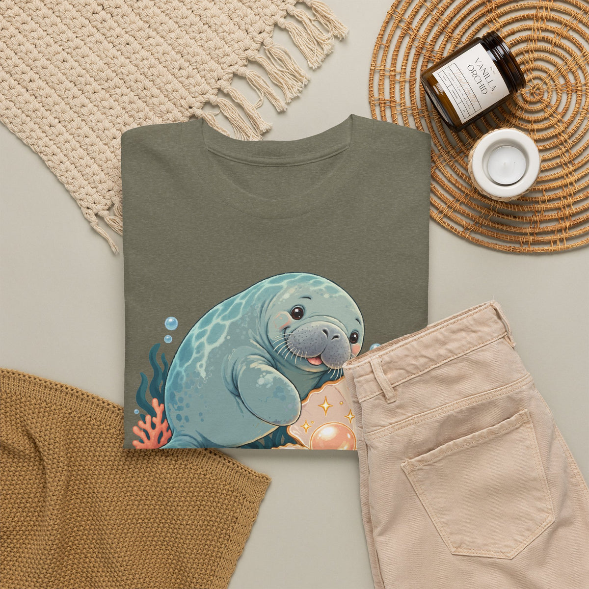 Chubby Mermaid Pearl of the Lagoon Manatee T-Shirt