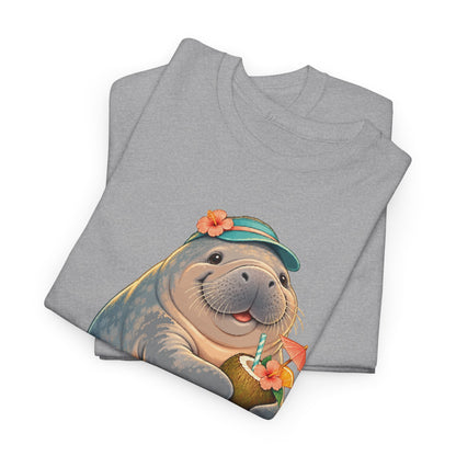 Chubby Mermaid Tropical Day Off Manatee T-Shirt
