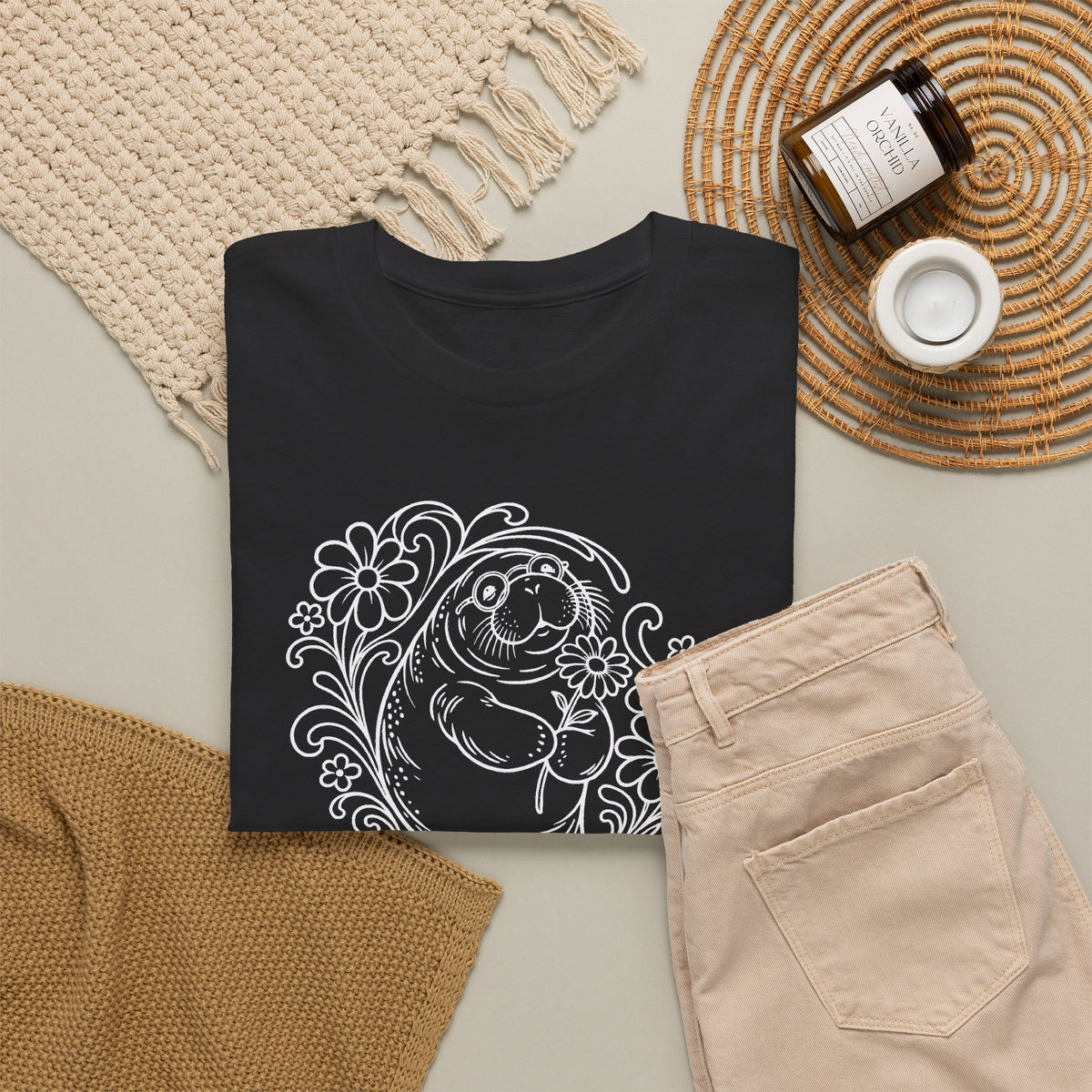 Groovy Spectacled Manatee with Daisy T-Shirt