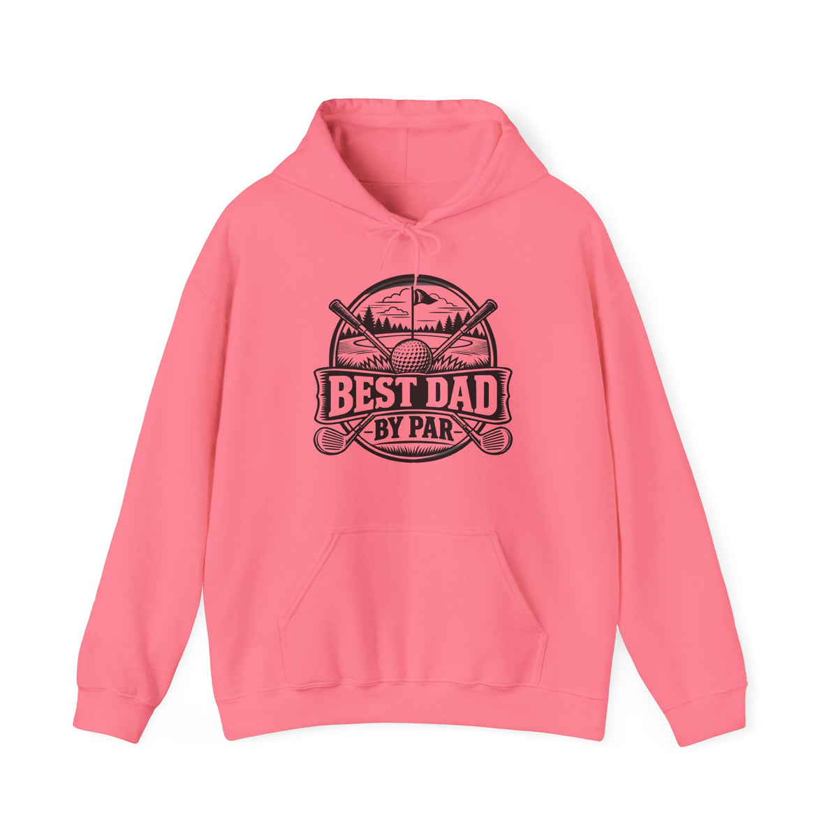 Best Dad by Par – One-Color – Safety Green/Pink Gildan 18500 Hoodie | 042a