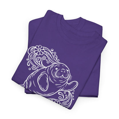 Groovy Manatee in Psychedelic Waves T-Shirt
