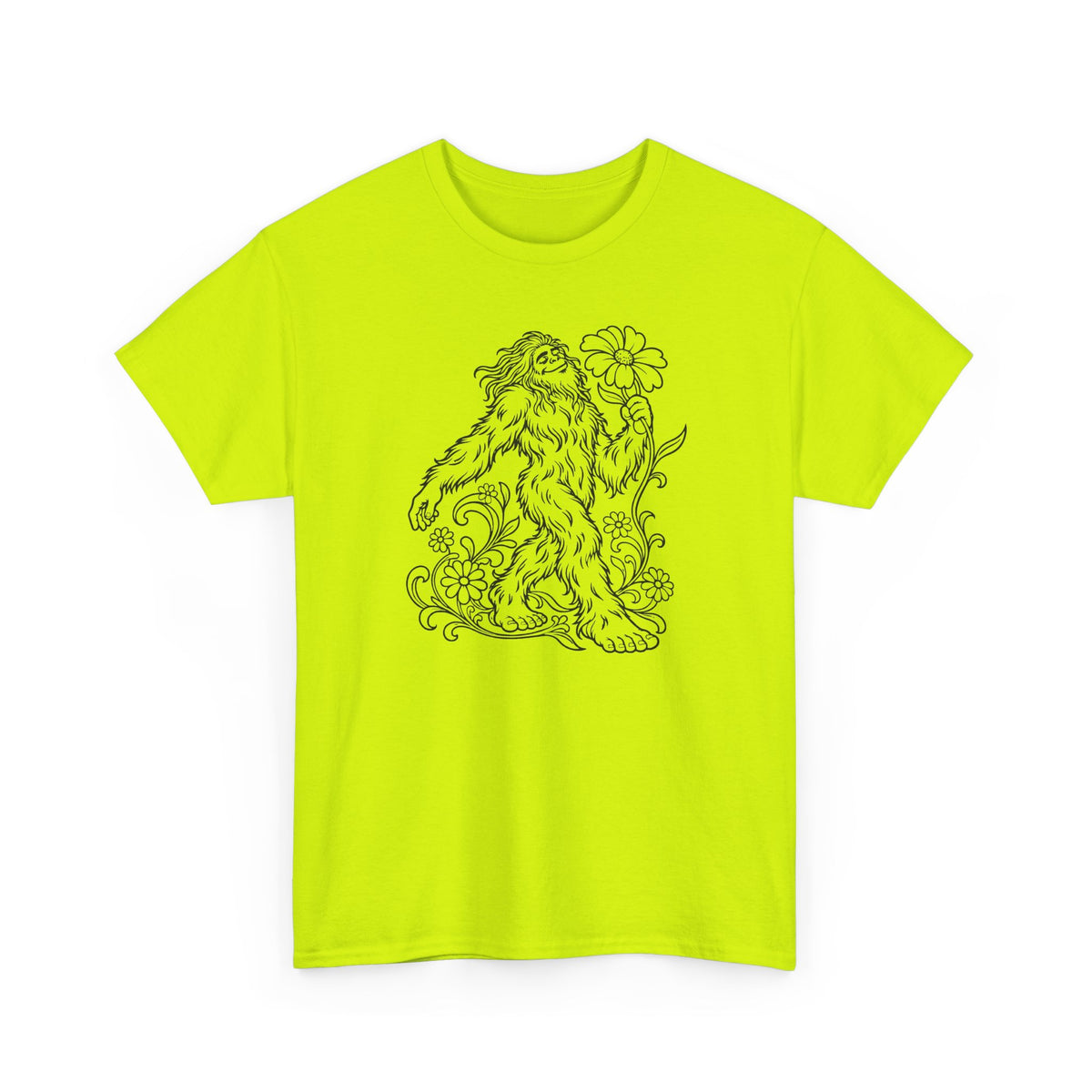 Swaying Sasquatch with a Flower T-Shirt