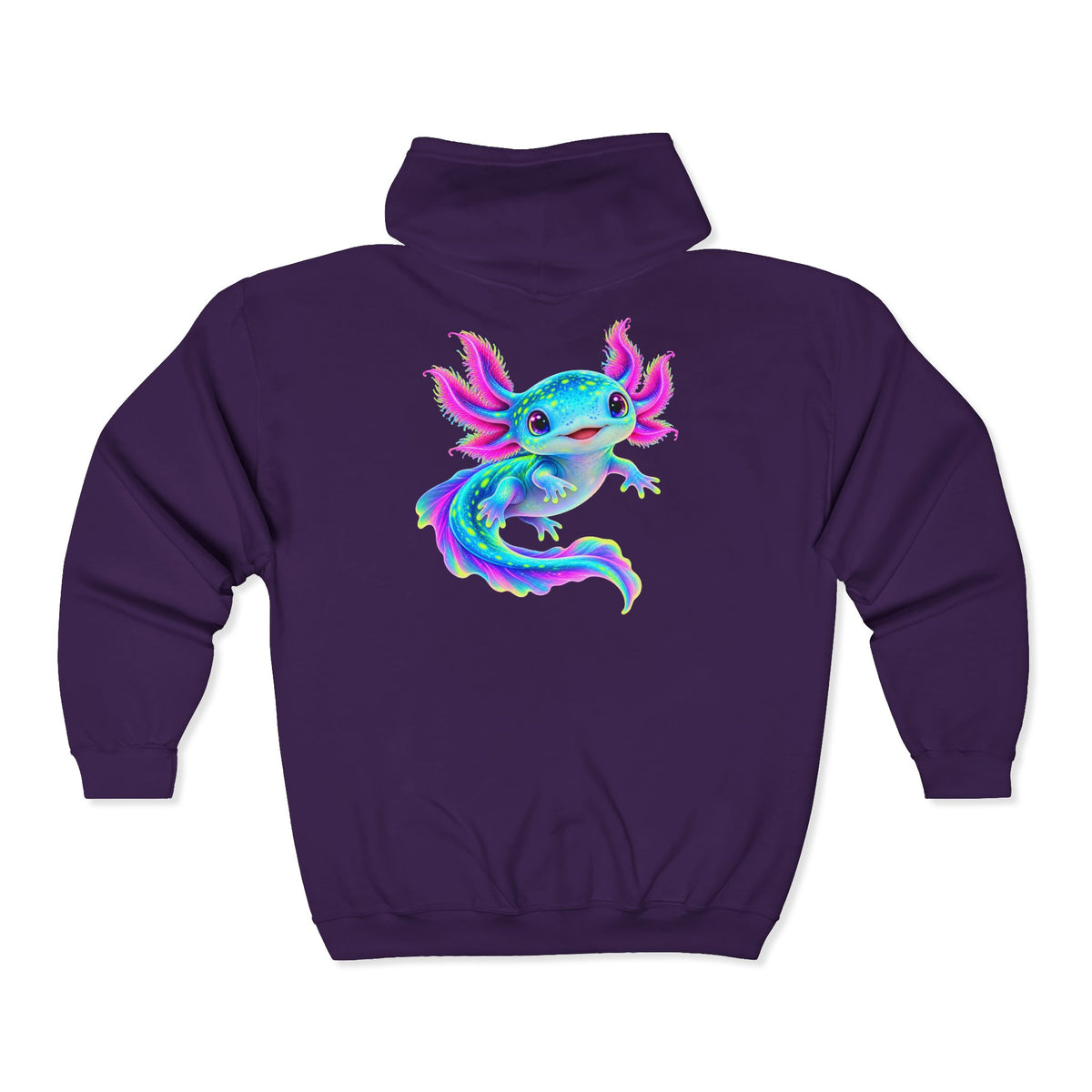 Electric Axolotl in Motion Zip-Up Hoodie