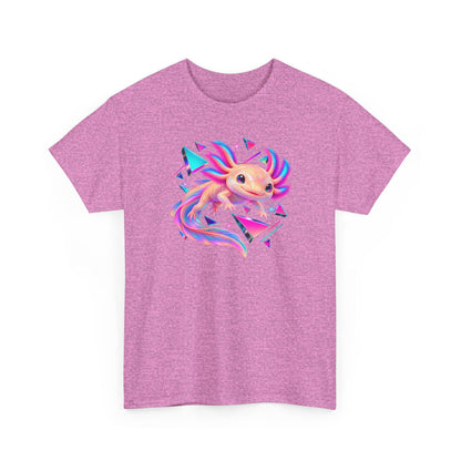 Neon Axolotl Drifting Through Memphis Shapes T-Shirt