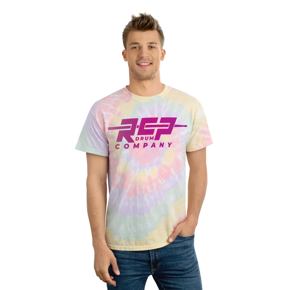 RCP Drum Company Tie-Dye T-Shirt | Pink Logo
