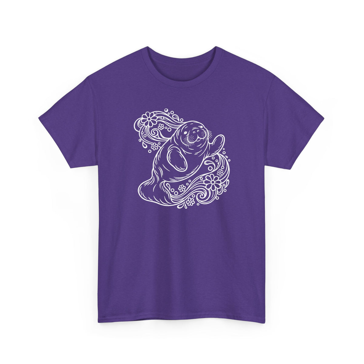Groovy Manatee in Psychedelic Waves T-Shirt