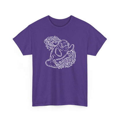 Groovy Manatee in Psychedelic Waves T-Shirt