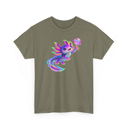 Neon Axolotl Reaching for a Bubble T-Shirt