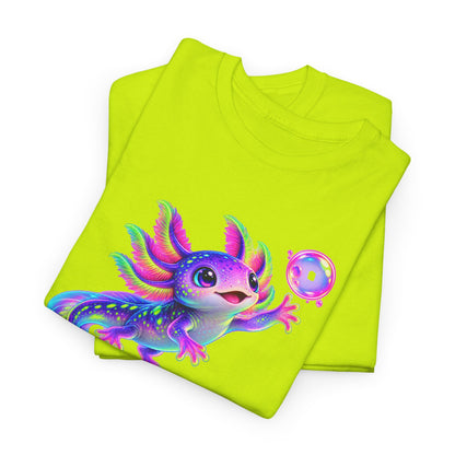Neon Axolotl Reaching for a Bubble T-Shirt