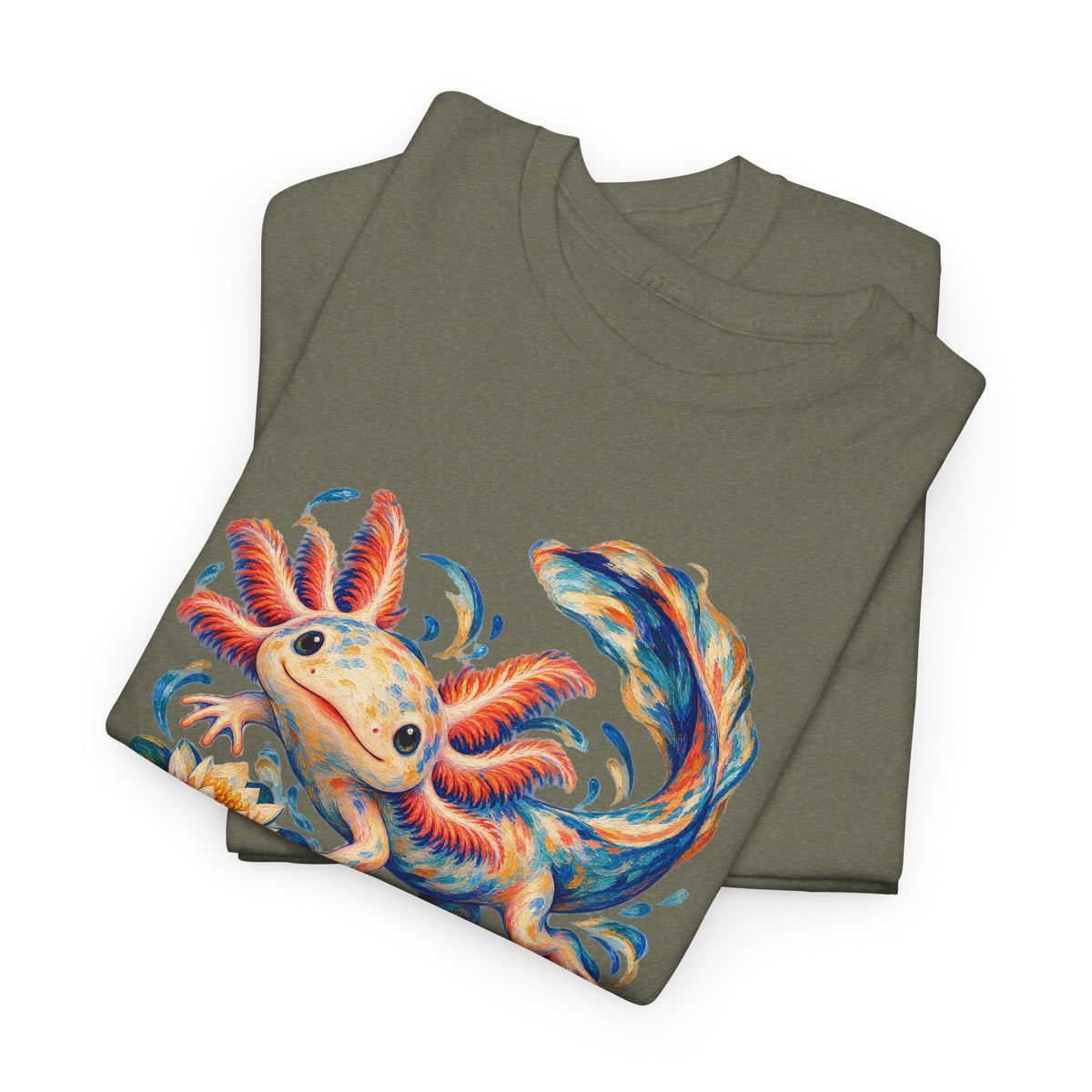 Swirling Axolotl and Lily Bloom T-Shirt