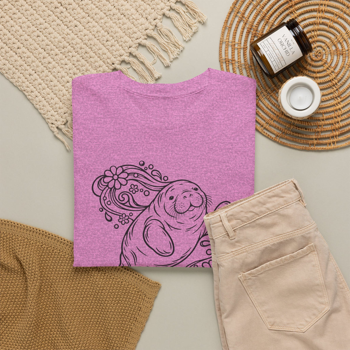 Groovy Manatee in Psychedelic Waves T-Shirt