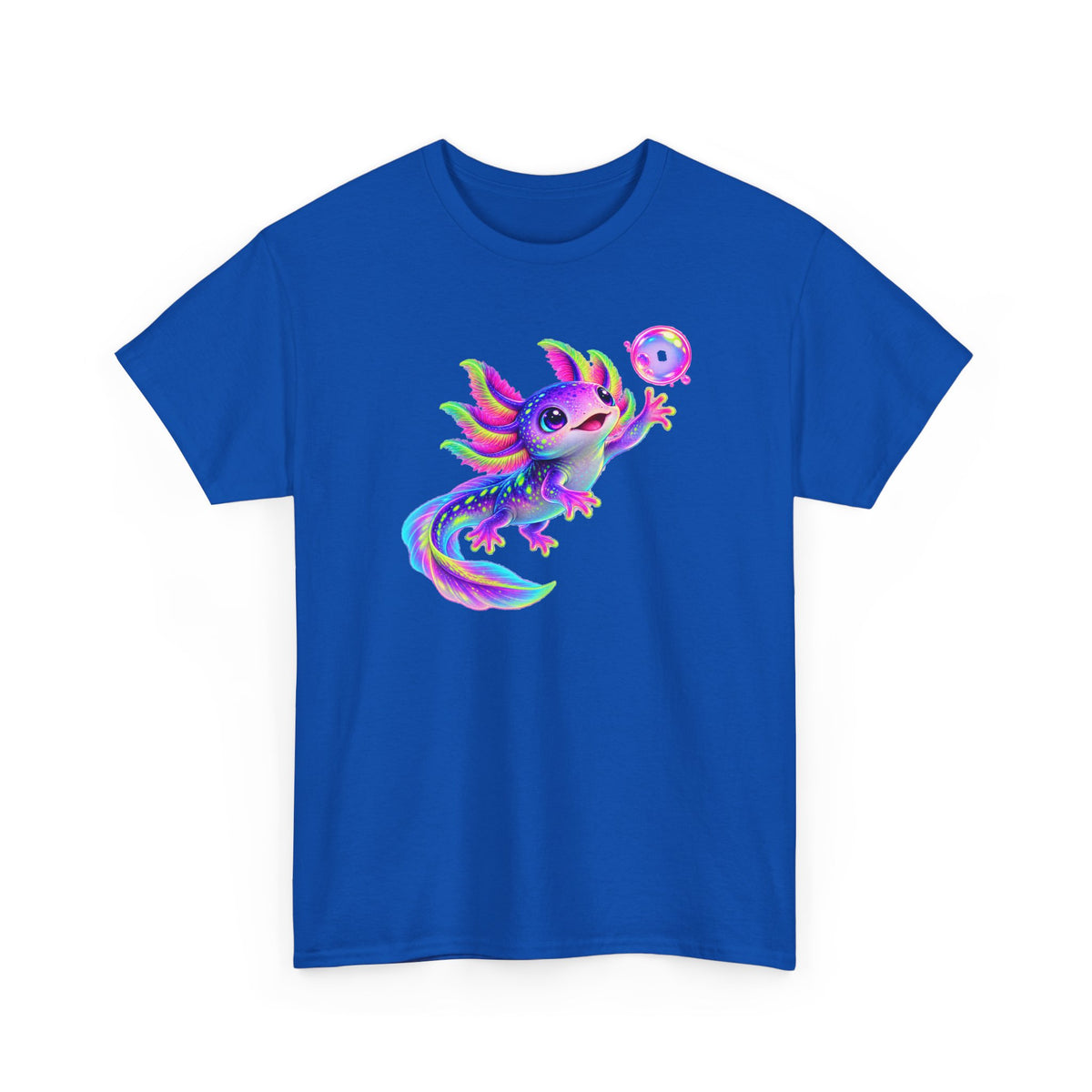 Neon Axolotl Reaching for a Bubble T-Shirt