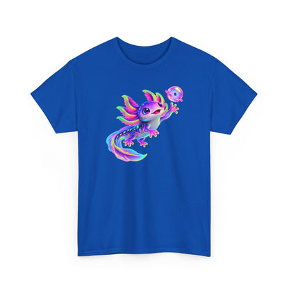 Neon Axolotl Reaching for a Bubble T-Shirt