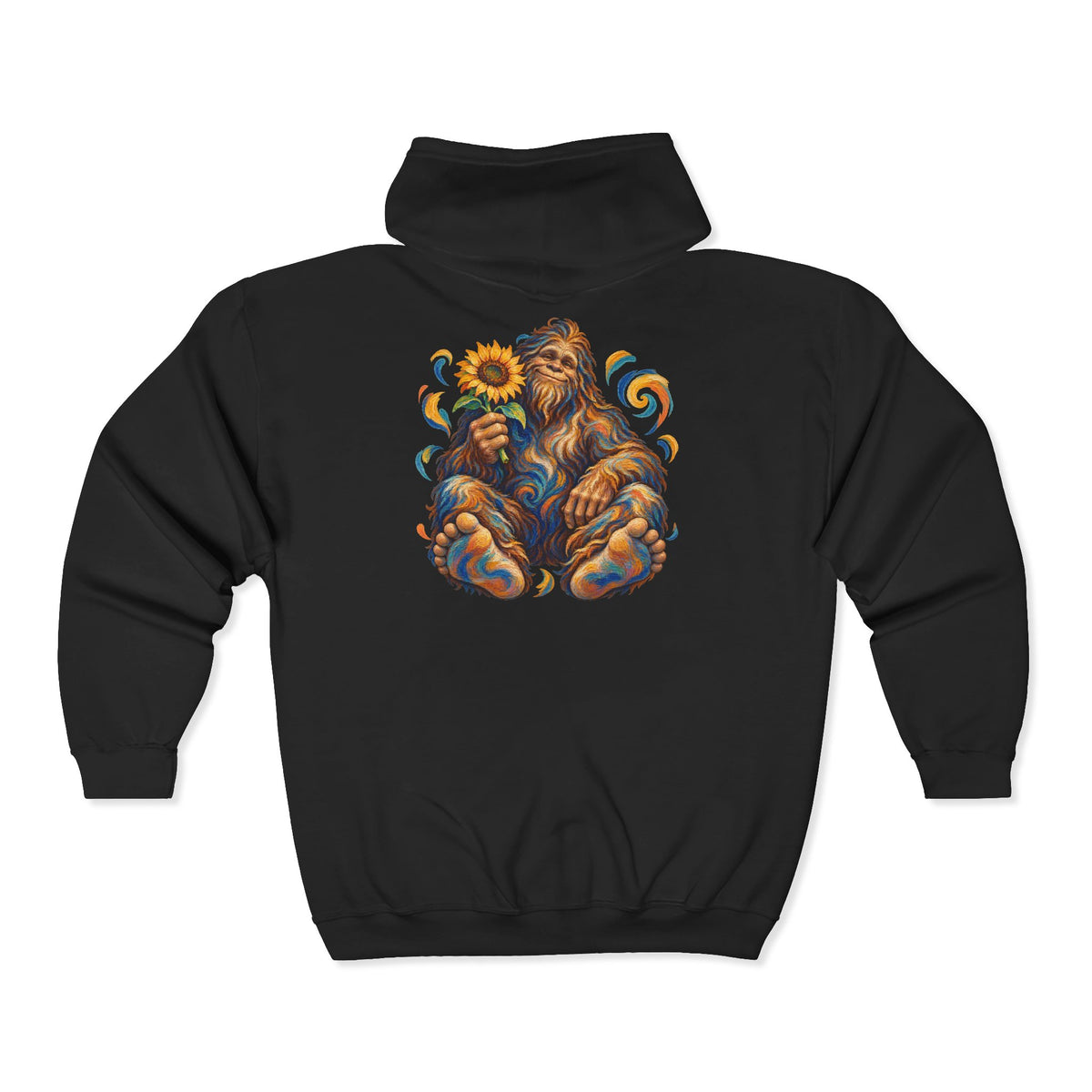 Sunflower Rest with a Shaggy Bigfoot Zip-Up Hoodie