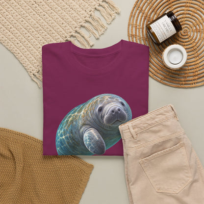 Curled Manatee in Turquoise Light T-Shirt