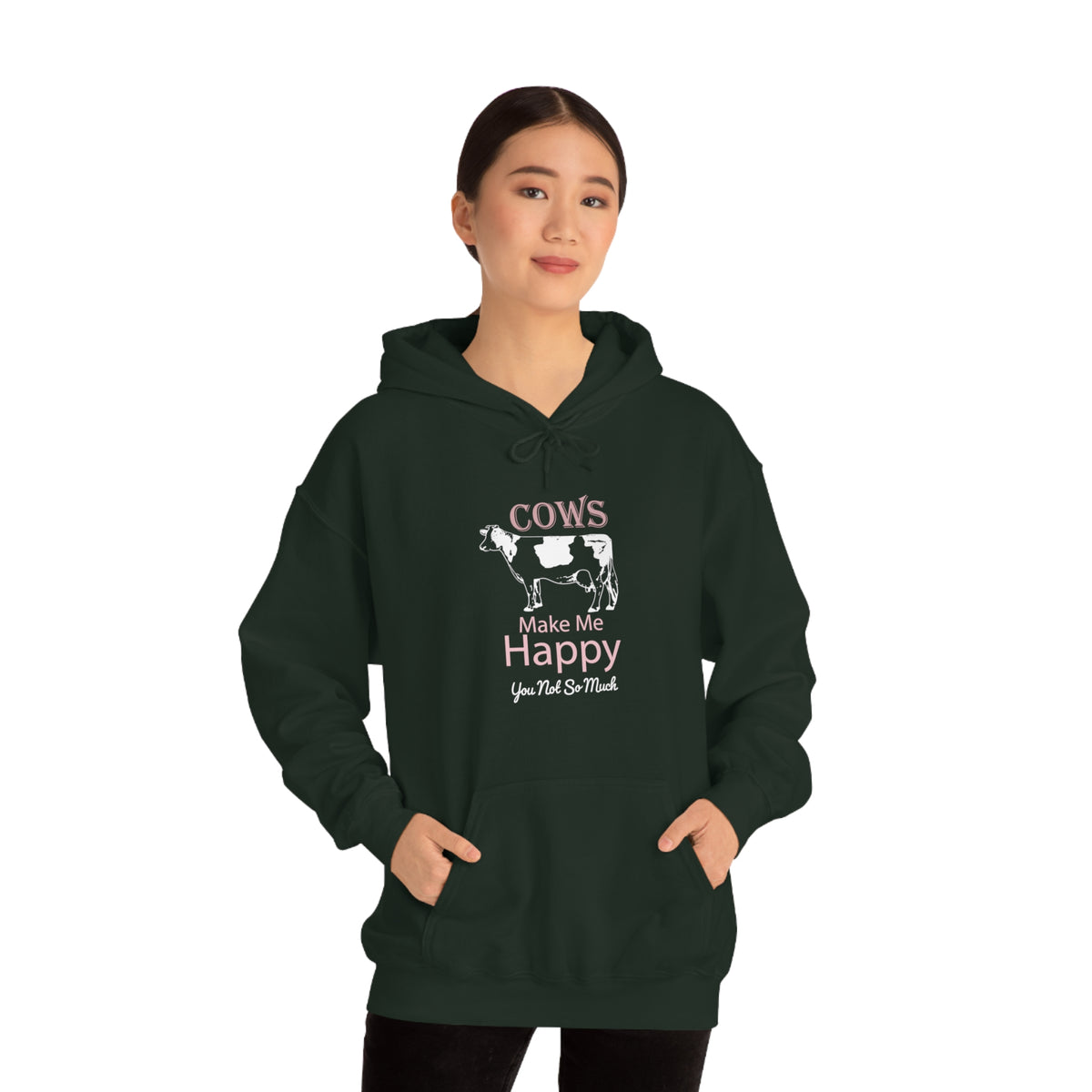 Cow Happy - Heavy Hooded Sweatshirt